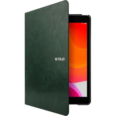 SwitchEasy CoverBuddy Folio Case - кожен кейс с поставка и отделение за Apple Pencil за iPad 7 (2019), iPad 8 (2020) (тъмнозелен)