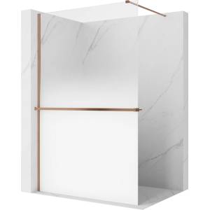 Mexen Kioto+ душ-преграда с рафт Walk-in 130 x 200 см, омбре бяло 8 мм, четкан мед (800-130-121-65-86)