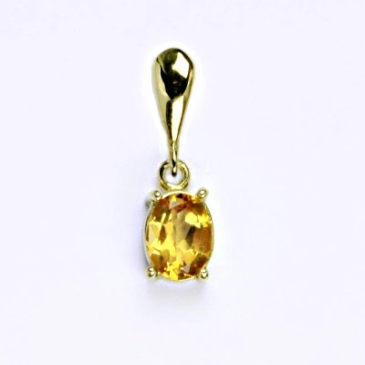 Čištín Zlatý přívěšek,přírodní citrín pálený 1,36 g, P 1245