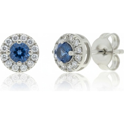 Presinsky Strieborné napichovacie náušnice s modrým zirkónom v strede EZB085305