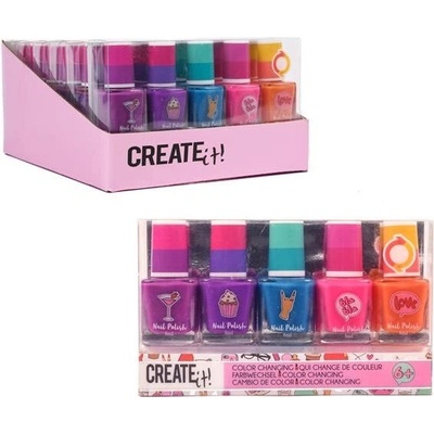 Create it! farebný lak na nechty meniaci farbu – sada 5 ks
