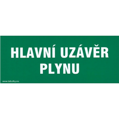 Tabulka - HLAVNÍ UZÁVĚR PLYNU 210x87mm samolepicí