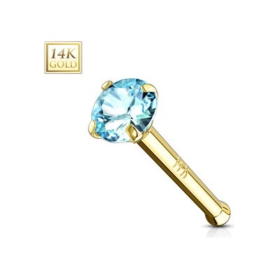 Šperky4U zlatý piercing do nosu tyrkysový zirkon ZL01126Q-YG