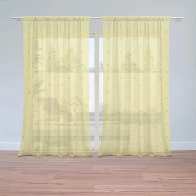 Sablio Záclony Červené krúžky na žltej: 2ks 150x250cm