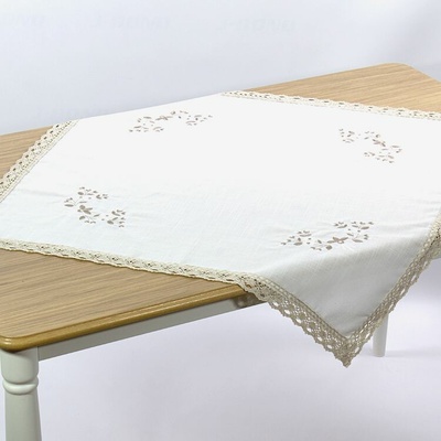 Evenit Krajkový obrus 052 biely s natur krajkou natura Polyester 140x180 cm