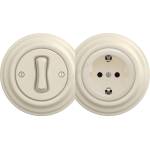 Reblig - Ретро еднополюсен ключ №1 и розетка SCHUKO 230V с бежова рамка (RG0135E)
