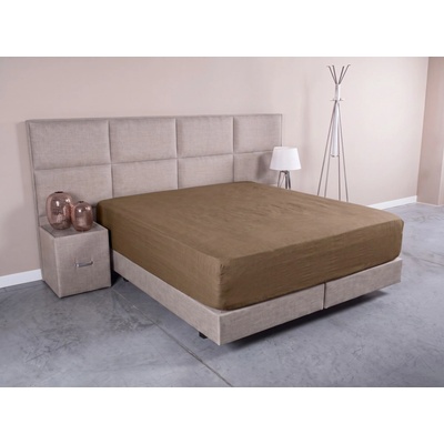 Royal Comfort Napínací prostěradlo 100% len BROWN 180x210x45