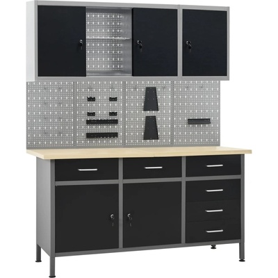 Работна маса с четири стенни панела и два шкафа Mysha (V3053440)