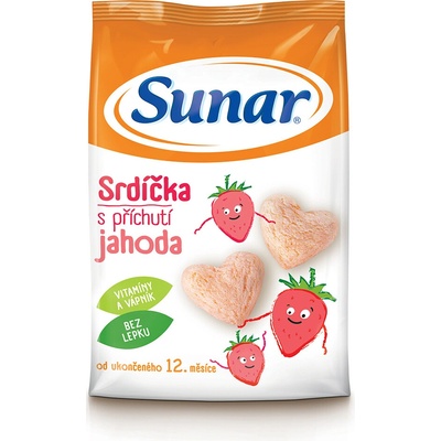 Sunar Detský snack jahodové srdiečka 50 g