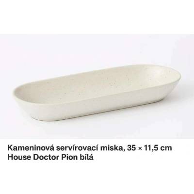 House Doctor bílá kameninová servírovací miska Pion 35 x 11,5 cm