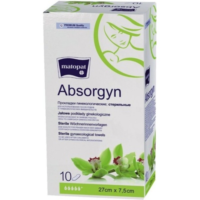 Matopat Matopat Absorgyn sterilné gynekologické vložky s fóliou 7,5 x 27 cm 10 ks S fóliou