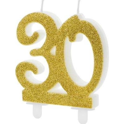 PartyDeco Svíčka na dort číslice 30 7,5cm