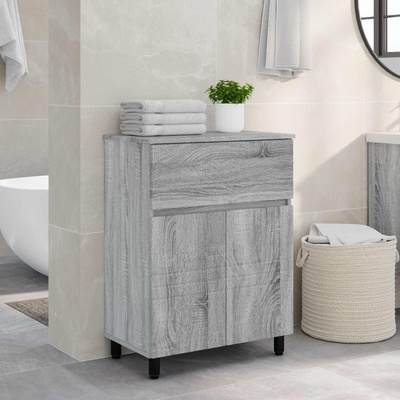 vidaXL Шкаф със светло за баня Сив Сонома 60 x 35 x 80 см (889421)