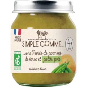 Simple Comme Био зеленчуково пюре Simple Comme - Картофи и грах , 4 м+, 125 g (3288131900032) - ozone