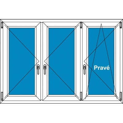 Aluplast Plastové okno Ideal 4000 Trojkřídlé se sloupky 1700 x 900 mm Bílá - Bílá