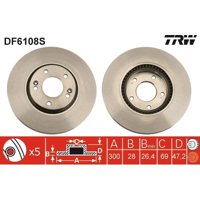 TRW Brzdový kotúč DF6108S