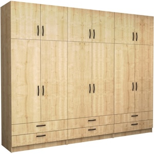 TopMebel Шесткрилен гардероб Victoria TopMebel с шкаф в цвят дъб 300x60x240cm - topmebel - 1 699,21 лв