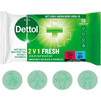 Image 1 of Dettol 2in1 Anti-Bacterial Wipes 15 pack