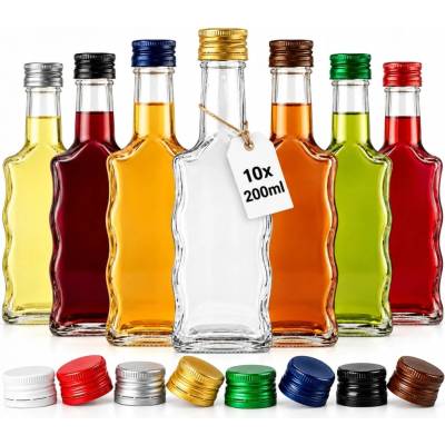 Sklenená fľaša Bimberek 200 ml na likéry, súprava 10 ks
