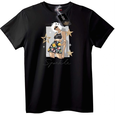 NOONEBRAND Тениска Искряще Момиче - XS, Black