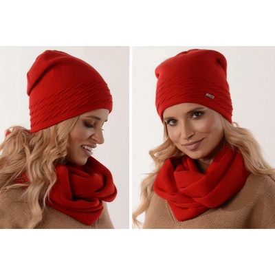 Fashionweek dámský zimní set čepice šála flísová podšívka ZIZI32/K1 červená