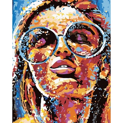 ZUTY Malování podle čísel ŽENA V BARVÁCH A KULATÉ BRÝLE 80 x 100 cm