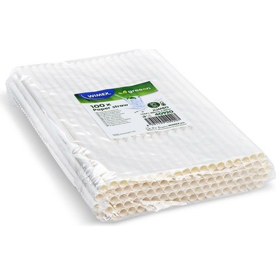 Wimex 40920 papírové brčko JUMBO 8 mm x 20 cm bílé 100 ks