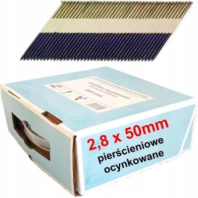 Klince do klincovačky spojené papierom 2,8x50 krúžkové pozinkované 34° 2000ks