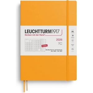 Leuchtturm1917 372786 Monthly Planner & Notebook Composition (B5) 2026, 16 Months, Softcover, Rising Sun, English (372786)