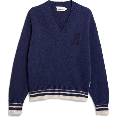 ARMEDANGELS Дамски пуловер ARMEDANGELS Women's Iconic Å College Knit Sweater Jumper - Tinted Navy / Oatmilk - размер XXL (117-3691-0216)