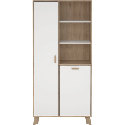 Библиотека от дъбов декор в бял и естествен цвят 89x188x40 cm Ikast - Tvilum (86719hl49)