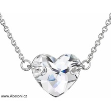 Swarovski Elements Stříbrný náhrdelník bílé srdíčko 32020.1 Crystal