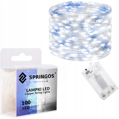 SPRINGOS LED reťaz Nano Duo 10 m 100 LED 3x AA biela modrá