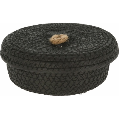 H&L Úložný košík BlackTwist S 16×6,5 cm černý s víkem