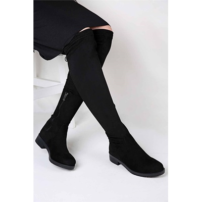 Moda Trend Дамски ботуши от велур - Черни #319855 (319855_Черно)