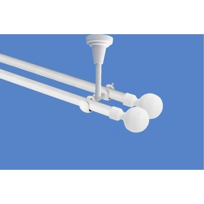 OK-GarnýžeCZ Garnýž kovová dvouřadá 19mm Gabi double bílá 470 cm do stropu / na tunýlek - bez kroužků