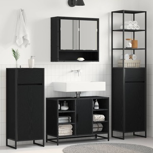 vidaXL Шкаф за баня Черния дъб 40 x 30 x 180 см Инженерна дървесина (886492)