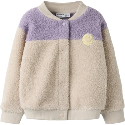 NAME IT Детско поларено яке Name it Kid's Balissea L/S Teddy Card Fleece jacket - Pumice Stone - размер 98 (EU) (703-7840-0114)