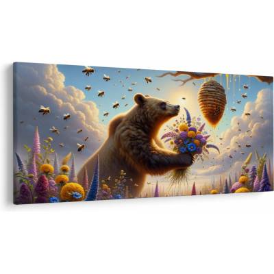 Obraz - Medveď a včielky, jednodielne 200x100 cm