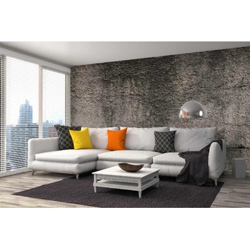 DIMEX ART Самозалепваща се флизелинова фототапета черна каменна текстура 375 x 250 см