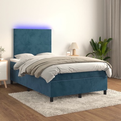 Petrashop 3135997 boxspring postel s matrací a LED tmavě modrá samet