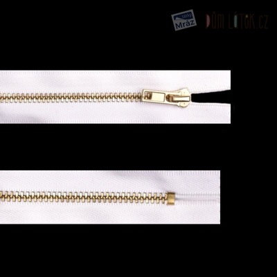 Zip mosadzný nedeliteľný biely 20 cm
