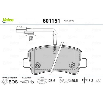 VALEO Sada brzdových platničiek kotúčovej brzdy 601151