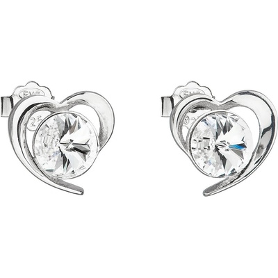 Pavona Stříbrné náušnice pecka s krystaly Swarovski bílé srdce 31259.1