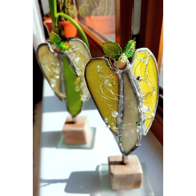 Tiffany vitráž anděla – Nebeská harmonie, ručně vyráběná skleněná dekorace 20 cm – Hledejceny.cz