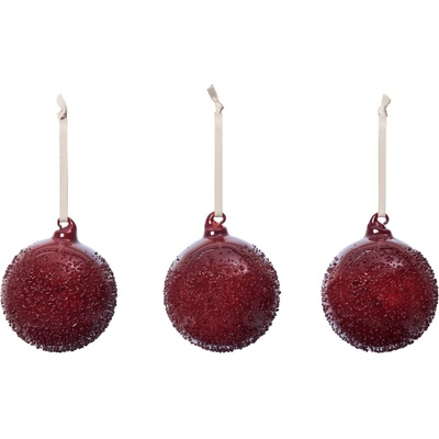 Ferm Living Vánoční ozdoba Flurry Picante Red Ø 8 cm – set 3 ks, červená barva, čirá barva