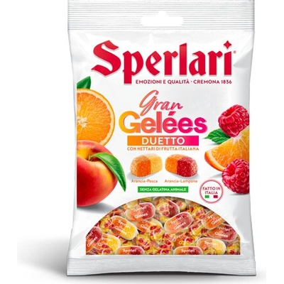 Sperlari želé cukríky s príchuťou pomaranč-malina a pomaranč-broskyňa 150 g
