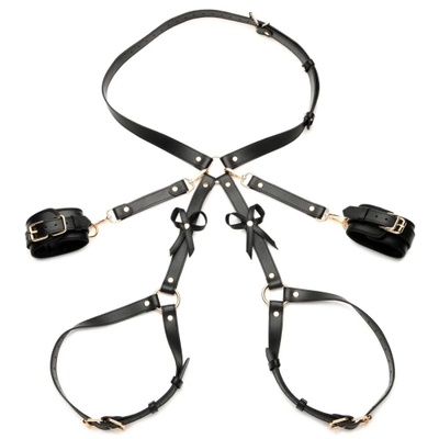 XR Brands Ограничители за китки с BDSM колан и панделки Strict размер XL/XXL