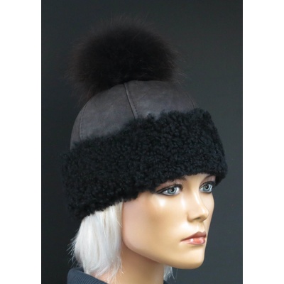 Splus dámská kožešinová čepice 4833 hnědá s černým lemem