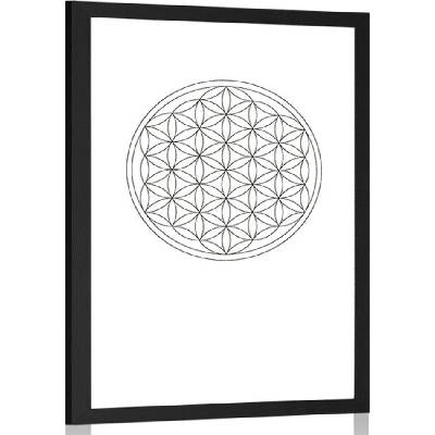 Plakát s paspartou černobílá Mandala - 40x60 silver